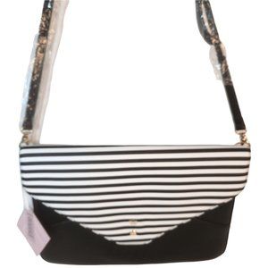 Piper Noble KATE CROSBY Black & White Stripe Crossbody Laptop Bag NEW w/TAG